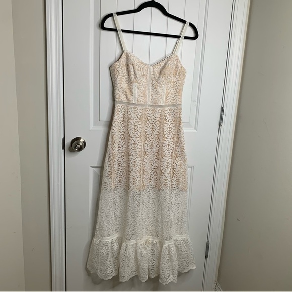 Allen Schwartz white lace midi dress‎ size 4 - Picture 1 of 7